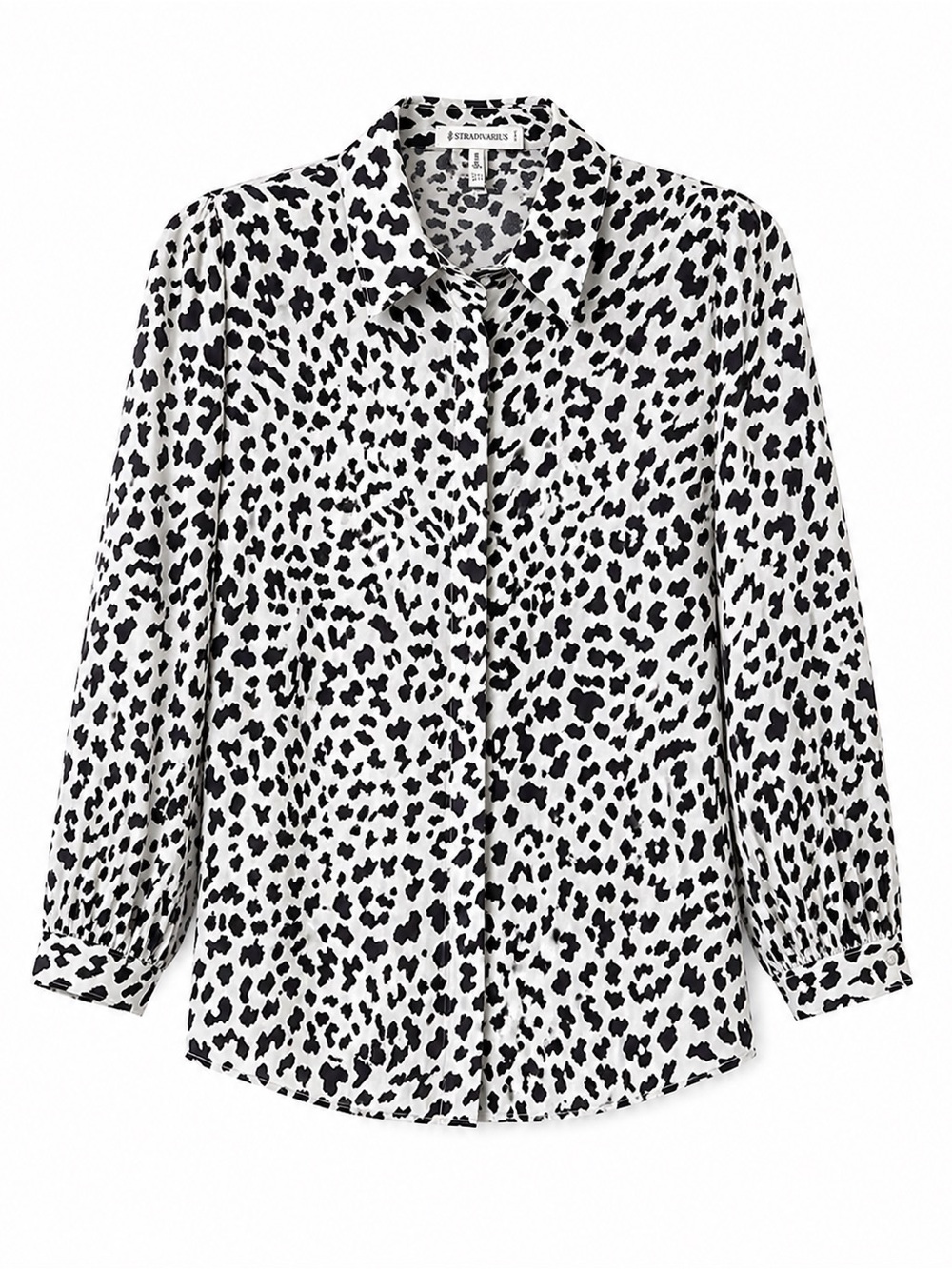Stradivarius Leopard Print Blouse | Black & White Animal Print Shirt
